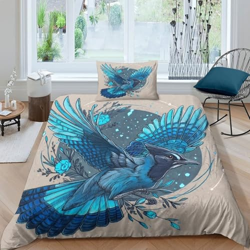 kaiyun Nutcracker Flying Illustration 3D Duvet Cover 3 Piece Set, Printed Bedding Set, Microfibre Quilt Cover, with Pillowcase Single（135x200cm）