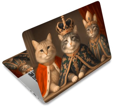 PLIGREAT Queen Cat Laptop Skin Sticker Pegatinas Tamaño Universal Adecuado para 12 13 13.3 14 15 pulgadas Portátil Extraíble Impermeable Portátil Arte Pegatinas PC Película Protectora Pegatinas