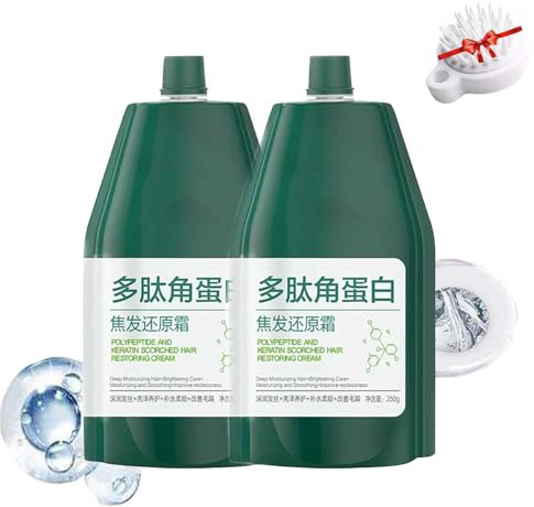 2Pcs Polypeptide Keratin,Crema De PolipéPtidos Y Queratina - Alisado Intenso Y ReparacióN Capilar Profunda,Moisturizing Natural Polypeptide Keratin Hair Mask Shampoo And Conditioner