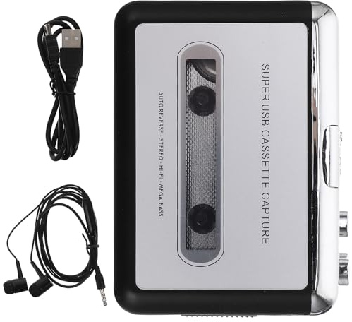 OSALADI Convertidor de Cinta de Casete USB Portátil Convertidor de Cinta a Mp3 Compatible PC sin Batería Alimentación Dc500v Función Plug and Play para Digitalizar Casetes