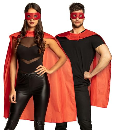 Boland 71050 Costume de héros 2 pièces Taille unique pour adulte Masque et cape Rouge Superman Hero Fête à thème Carnaval