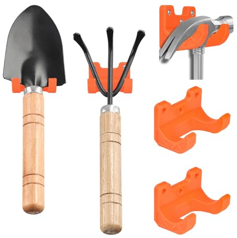 ATOMUS 5pcs Garden Tool Hooks Garage Storage Rack Plastic Wall Mounted Hook Organiser Tool Hanger for Rakes, Shovels, Brooms, Cutting Saws Without Screws