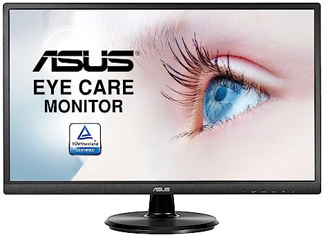 ASUS Eye Care VA249HE | 24 Zoll Full HD Monitor | TÜV zertifiziert, Blaulichtfilter | 75 Hz, 16:9 VA Panel, 1920x1080 | HDMI, D-Sub, Schwarz