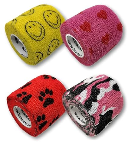LisaCare självhäftande sårförband - elastiskt, vattentätt, damm-, fett- och smutsavvisande plåster - färgglatt med motiv - 4 rullar á 2,5cm x 4,5m (5cm, pojkar)