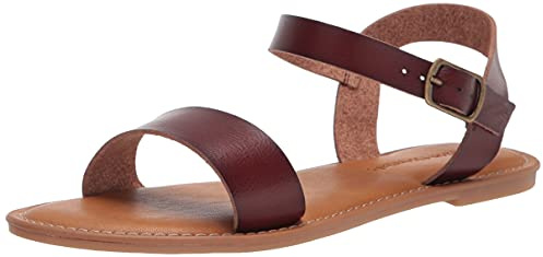 Amazon Essentials Women's Two Strap Buckle Sandal, Brown, 3 UK