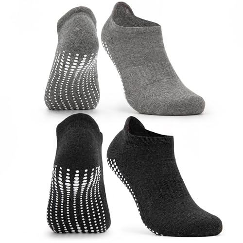 Occulto Damen & Herren Yoga Socken 2er Pack, 4er Pack (Modell: Mady) 2 Paare | Schwarz-Grau 35-38