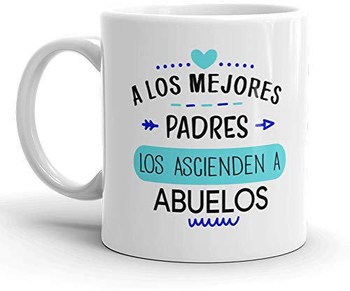 Kembilove Tazas Padre – Taza del día del Padre – Regalos originales para hombre – Taza Personalizada papa – Taza super papa – Regalos originales (A los mejores padres los ascienden a abuelos)