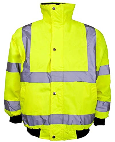 FAIRY TRENDZ LTD Junior Langarm-Bomberjacke für Kinder, hohe Sichtbarkeit, Reißverschluss, wasserdichte Jacke, gelb, 4-6 Jahre