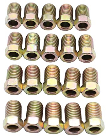 3/8-24 20pc/Set Tuercas en línea Acabado Oro Zinc Invertido Flare Oro Zinc Fitting 3/16 Línea de Freno Tubería
