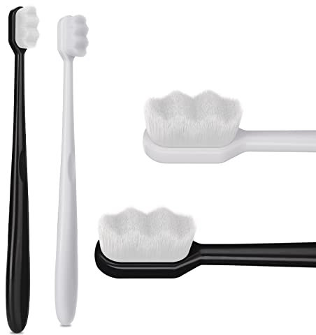 WLLHYF Confezione da 2 spazzolini extra morbidi con 20.000 setole per gengive fragili Spazzolino manuale per adulti in fibra sterile morbido micro nano per denti recessione gengivale orale