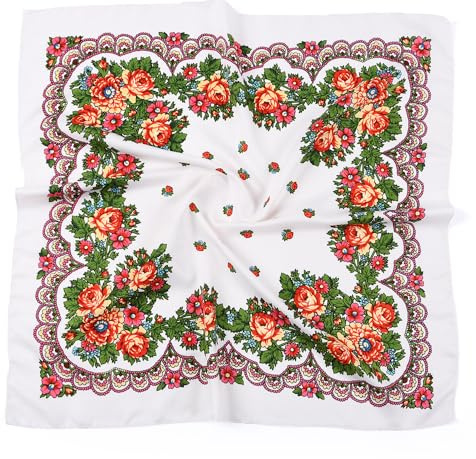 PETOSA Pañuelos cuadrados rusos para la cabeza, diadema ucraniana, hiyab musulmán, pañuelo tradicional, chales, envolturas de tela