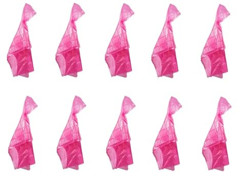Provance 10x Regenponcho mit Kapuze Regenjacken für Konzerte Festivals Wandern Radfahren Wasserdicht Durchsichtig Outdoorjacke Regencape (Kunststoff, Pink)