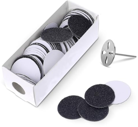 Andibro 100 Stück Schleifscheibe Pediküre, 240Grit 25mm Ersatz Schleifpapierscheiben und Metall Bit für Nagelpolieren Abgestorbener Haut Hornhautentfernung Elektrische Fußfeilen Werkzeuge