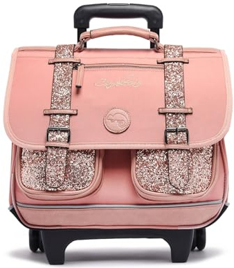 Cameleon Cartable à roulettes Rose 38cm Vintage Fantasy avec 2 compartiments - Idéal pour l'école primaire et la rentrée scolaire en CP, CE1 et CE2 pour fille et garçon