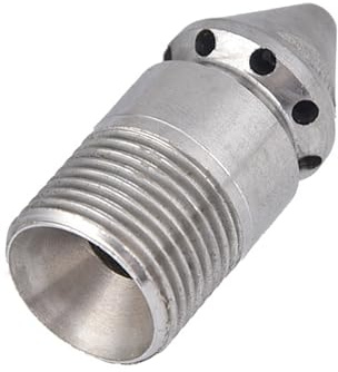 XCSJ Rörrengöringsmunstycke avlopp Jetter munstycke för borrning av avloppsrör, rengöringsmunstycke högtryckstvätt, 3/8BSP yttergänga, 1 fram, 8 bakre (silver 2)