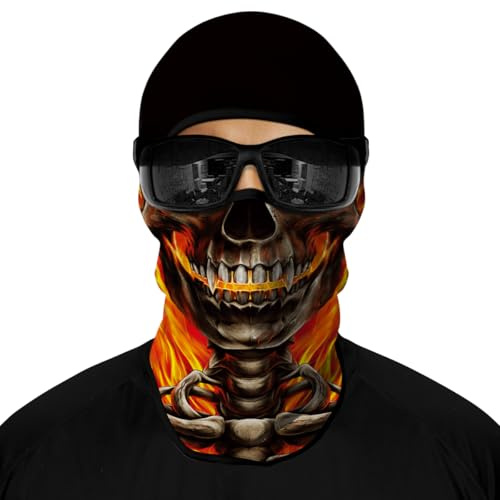 ShopINess Cagoule Crâne 3D UPF 40+ en Microfibre pour Moto Ski Snowboard Cyclisme | Balaclava sous-Casque Respirant pour Halloween Carnaval et Sports Outdoor