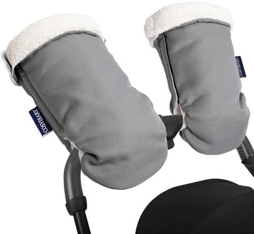 Universal Stroller Gloves Warmmuffs by CosyDiary - Plush Lined Waterproof & Windproof Mitten | Foldable Handlebar Hand Warmer | Anti-Freeze Winter Accessory(Gray)