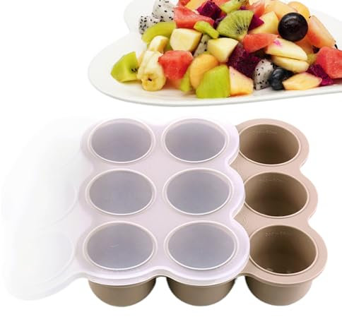 Generisch ‌Silicone Babynahrungsbehälter Mit Deckel - 9 Fächer Babynahrung Einfrieren Behälte Perfekt Für Hausgemachte Babynahrung, Gemüse, Eiswürfeln,Fruchtpüree Und Muttermilch