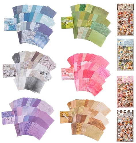 600 Sheets Scrapbook Paper and 16 Sheets Scrapbook Stickers, Vintage Scrapbooking Kit Decorative Journal Accessories Crafting Junk Supplies for DIY Craft,Writing,Drawing,Bullet Journal