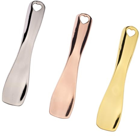 NUSITOU Cuchara Metálica Multifunción para Crema Facial 3 Piezas (oro, Plata, Rosa) Espátula para Mascarilla, Herramienta para Cuidado Piel y Aplicación de Cosméticos