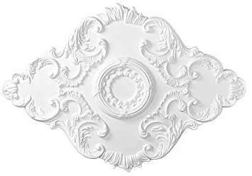 HEXIM Perfect Stuckrosette B2023, 94x66cm - Deckenrosette weiß, aus PU/Polyurethane, Zierelement, Stuck, Wanddeko Wohnzimmer Lampe Oval