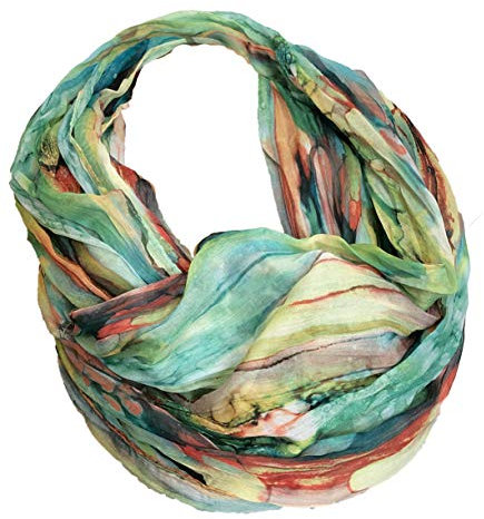 JameStyle26 Farbverlauf Seide Sommer Loop Verlauf Regenbogen Rainbow Silk Uni Rundschal Schlauchschal Stola Schal leicht (Grün)