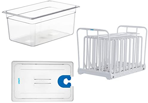 SISTEMA LIPAVI Sous Vide - Tapa, contenedor y marco - Marco de policarbonato - Tapa Multi-Fit - Baño de agua de 18L - Se adapta a la mayoría de los modelos ⌀70 mm