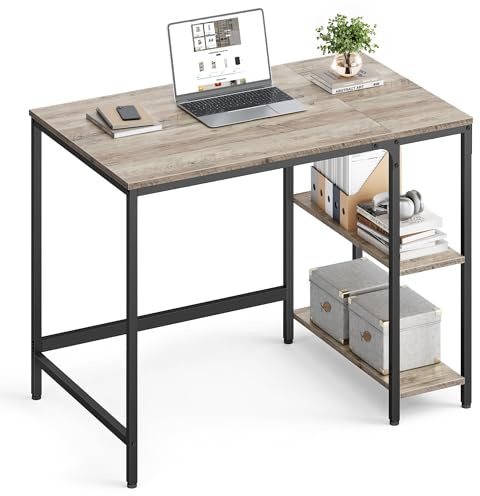 VASAGLE Bureau d'Ordinateur, 100 x 50 x 76 cm, Table Informatique, Style Moderne, pour Bureau à Domicile, Chambre à Coucher, Salon, Grège Chiné et Noir d'encre LWD046B02