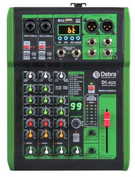 D Debra DI-4UX-Serie Professioneller Mixer Audio mit 99 DSP Digitaleffekten USB MP3 Eingang 48V Professionelle Phantomspeisung Mikrofon-Preamps für DJ Mixer Konsole Aufnahmestudio (DI-4UX)
