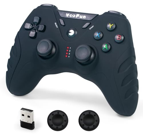 VooFun PC Controller Wireless, PS3 Controller Gamepad PC mit Hall Effekt Joystick(No Drift), Dual Vibration 2,4g Gaming Controller für Windows 11/10/8/7, PS3, Steam, Android TV, TV Box, Raspberry Pi