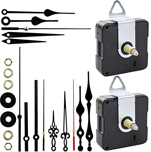 SZXMDKH 2 Pack Quartz Clock Mechanism Kit, Wall Clock Mechanisms Mattery Powered Replacement, Clock Movement Parts Motor Replacement DIY Repair Parts with 5 Set Hands- No Battery