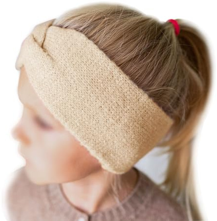 Papierdrachen Bandeau pour enfant en tricot - Beige - Confortable et élégant avec nœud - Accessoire parfait pour garçons et filles
