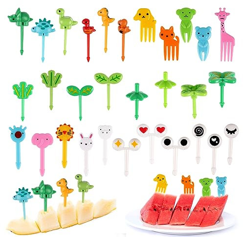 54 Stück Obstgabeln Kinder, Piekser Fingerfood Kinder, Bento Box Piekser Kinder, Obstspieße Kinder, Wiederverwendbare Spieße Kinder Brotbox, Mini Food Picks für Desserts Obst Mittagessen Party