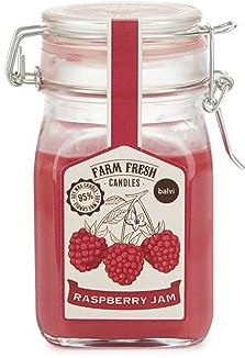 Balvi Vela aromática Farm Fresh Color Rojo Diseño de Tarro de Mermelada con Olor a Fruta Frambuesa CE