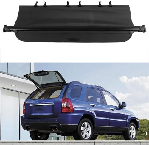 BAGLEV Auto Baule Posteriore Pacco Ripiano,Copertura del vano di carico dell'auto,per KIA Sportage 2005-2016 Mensola Cappelliera Retrattile Accessori Interni,A/Black
