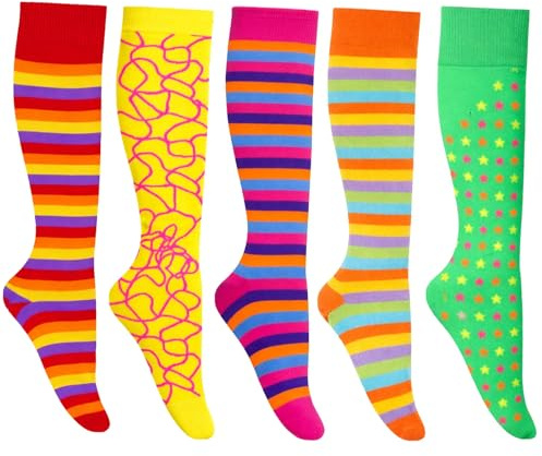 KNWER CLOTHING Ladies Long Boot Socks, 6 Pack Women’s Cotton Socks For Welly Boots, Thermal Patterned Socks Cushion Sole – Novelty Horse Dog Print Wellie Socks Womens 4-7 UK Size (Assorted Colors)