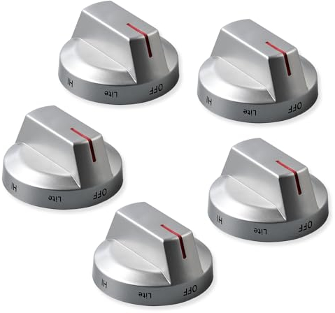 atgestore DG64-00975A 001 NE/NX9000T Stove Knobs Replacement for Samsung Stove Parts DG94-03443A NX60T8511SS/AA Samsung Range Parts Burner Knobs Gray Plastic Gas Cooktop Control Knobs 5 Pcs