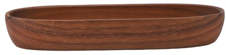 HERCHR Wood Decorative Bowl Home Decor 11.8×3.3×1.8in Wooden Oval Boat Shaped Fruit Plate Serving Snack Bowl Bread Storage Wood Oval Serving Dish for Salad Veggies and Fruit