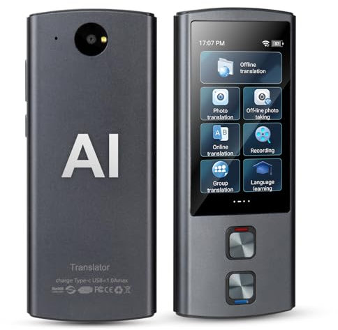 Übersetzer Sprachübersetzer Gerät, 2,4-Zoll Touchscreen AI Translator, Zwei-Wege-Echtzeit-Sprachübersetzung, von 138 Sprachen, Offline&Aufnahme&Fotoübersetzung für Travel Business Learning