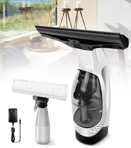 Lavavetri Aspirapolvere per Finestre, Aspirapolvere per Finestre Senza Fili, Aspira Finestre Ricaricabile con Spray/Tergipavimento/Aspirazione, Tergipavimento Elettrico per Finestre, Piastrelle