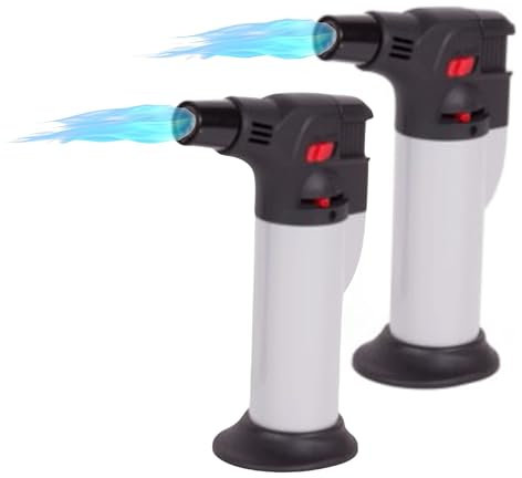 TronicXL Lot de 2 mini chalumeaux à souder à 1300 ° pour briquet à gaz - Brûleur à souder - Allume-gaz - Lampe à souder avec allumage piézoélectrique