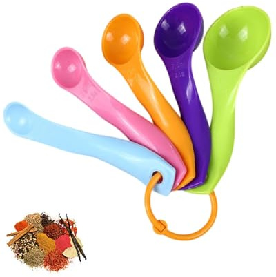 MOPZIJA 5pcs Set di Cucchiai Dosatori,cucchiaio dosatore， misurini grammi，misurini cucina，Cucchiai per Misurare il Cibo, misurino proteine，misurini cucina in plastica，Colori Vivaci