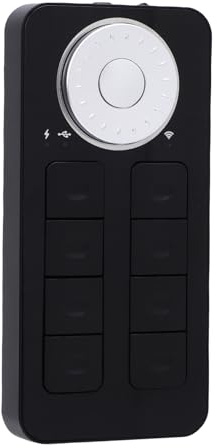 Fockety Wireless Shortcut Keyboard, Samrtkey for Graphics Tablet Digital Pad 8 Quick Keys and Multifunctional Dial Support 2.4G USB C Connection for PC Laptop Artist Video Editor