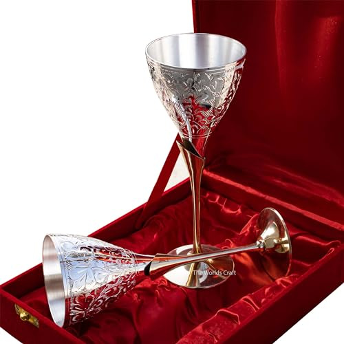 The Worlds Craft Vintage Chalice Goblet – 7oz Gold Brass Medieval Cup for Communion, Wedding, Rituals – Royal Catholic Goblet, Gothic Decor, King Arthur Renaissance Caliz Catolico
