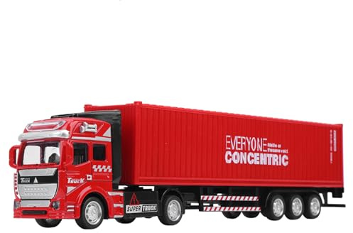 LUCKDANO 48 Alloy Container Lastbil Modell Leksak Bil Leksaker Fordon Högsimulering Pull Back Avtagbar Bilkaross med öppen Bakdörr för Barn Collection Presenter (Container lastbil)