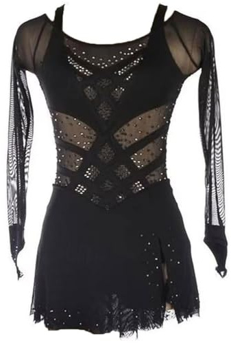 FZHQNZJF Jupes de Compétition de Patinage Artistique Vêtements de Danse Patins à roulettes pour Filles Tenue de Gymnastique Ballet Costumes D'entraînement de Patinage sur Glace,A,M