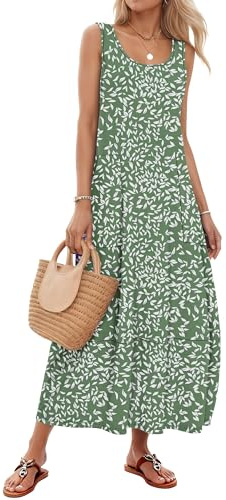 MOLERANI Maxi Dress for Women UK Sleeveless Summer Dresses Scoop Neck Ladies Dress with Pockets