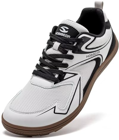 HOBIBEAR Zapatos Minimalistas para Mujeres Hombres Caminar Punta Ancha Sneaker Unisex Zero Drop Casual Antideslizante Calzado Deportivo Zapatillas(Gris Claro,EU 45)