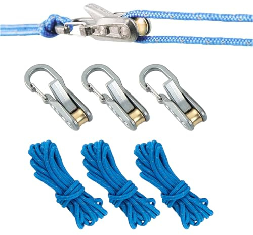 Tendicorda a Rullo con Blocco a Camma – Strumento di Tensionamento per Corde e Paracord con Clip Moschettone – Regolatore Rapido di Corde per Campeggio Esterno, Escursionismo, Barca e Uso Stazionario