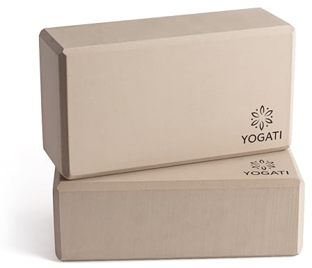 YOGATI® Yoga Block Set of 2 | EVA Foam Yoga Blocks for Beginners | High Density Support Bricks for Stretching | Ideal for Yoga, Pilates, and Home Workouts. Beige